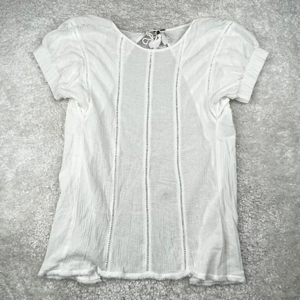 FREE PEOPLE White Open Back Tassel Neck Tie Swim Cover Up
